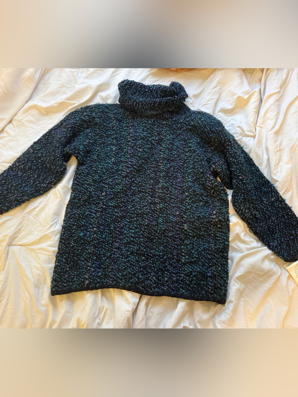 Cowlneck Bouclé Sweater - Dark Teal